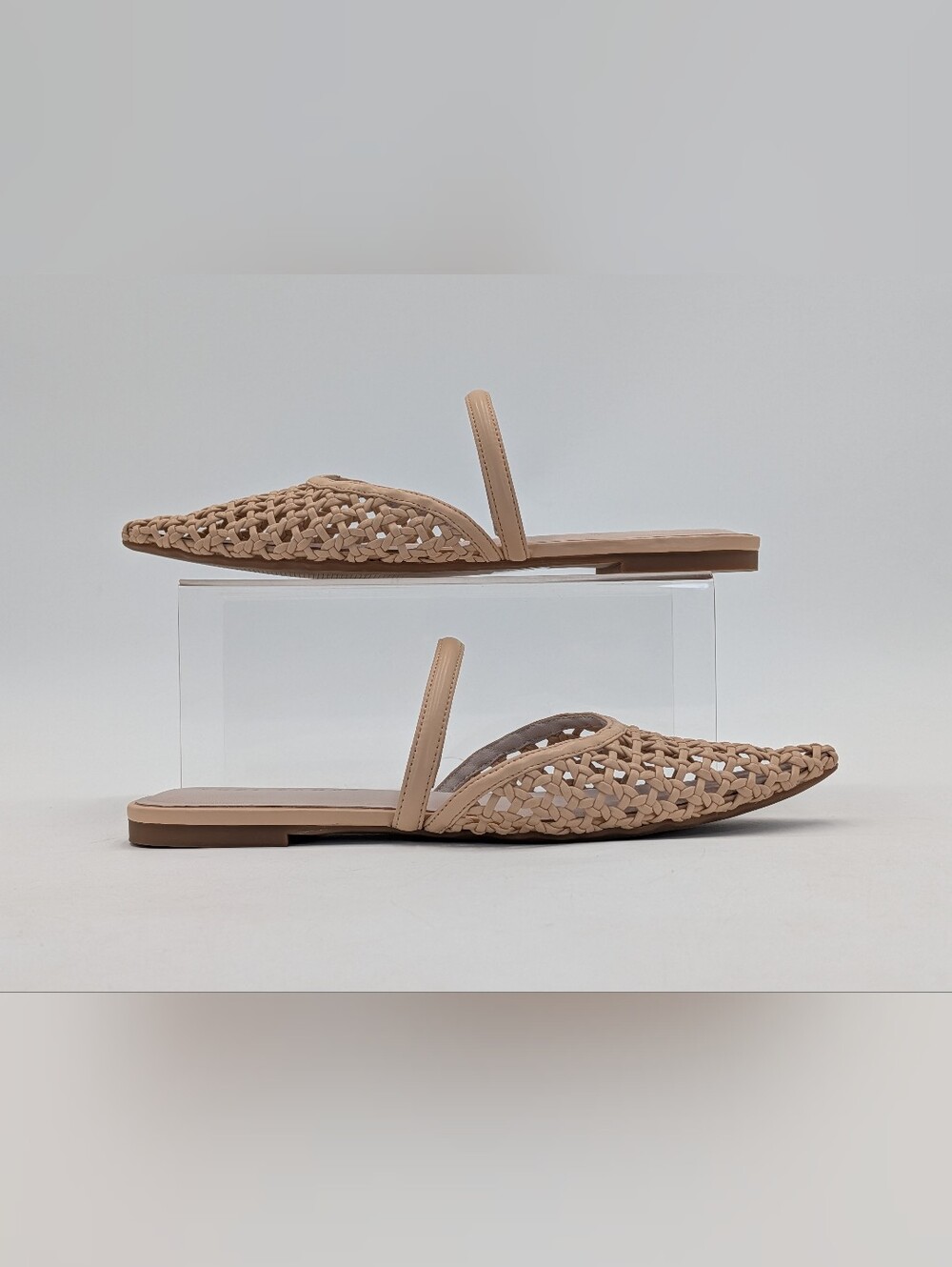 Yosi Samra Justine Sz 9 Pointed Toe Handwoven Leather Mule Flat Sandal Tan - Picture 8 of 16